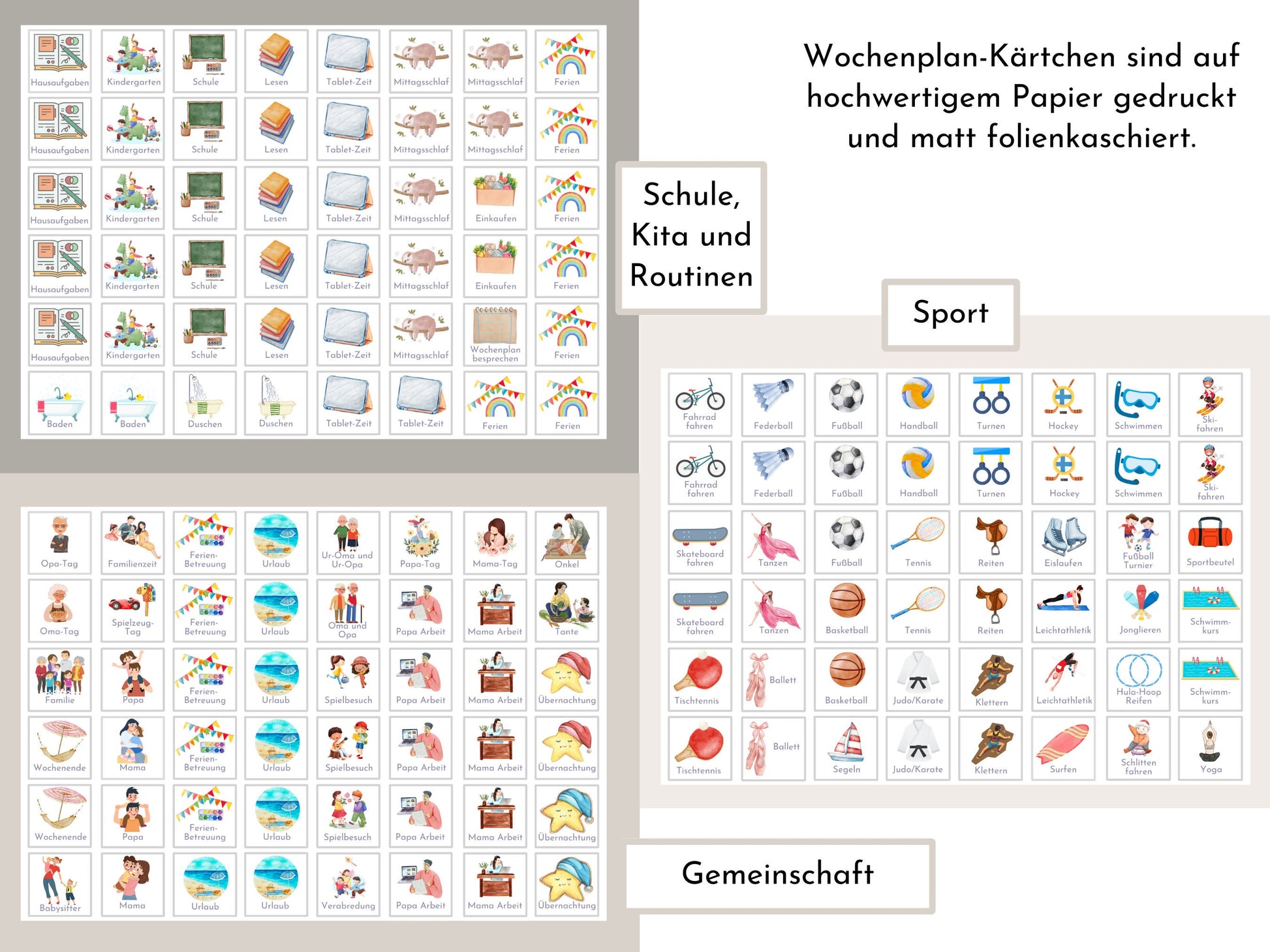 Wochenplan "Baustelle" mit Name personalisiert, 246 Routine Karten, laminiert, magnetisch, Montessori Routineplan mit Bildkarten für Kinder
