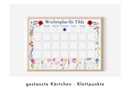 Personalisierter Wochenplan "Blumen" für Kinder und Teenager, 246 Routine Karten, laminiert magnetisch, Routineplan nach Montessori