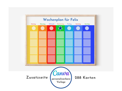 Personalisierter Wochenplan "Montessori" für Kinder und Jugendliche, 288 Routine Karten, PDF Sofort-Download, Routineplan nach Montessori
