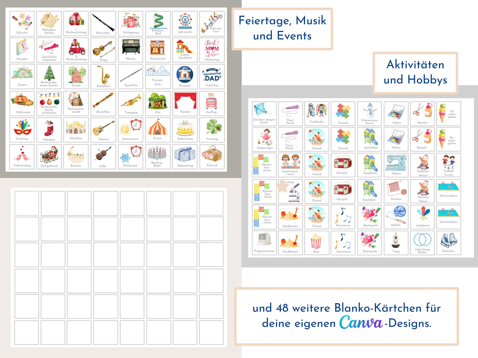 Wochenplan für Kinder, 288 Kärtchen, mit Name personalisierbar, Sofort-Download, Wochenplaner für Kinder, Geburtstag Geschenk "Boho"