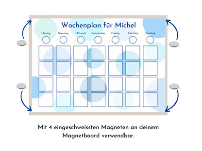 Wochenplan "Blaue Kreise" für Kinder und Teenager, 246 Routine Karten, personalisiert, laminiert, magnetisch, Geburtstag Geschenk Kind