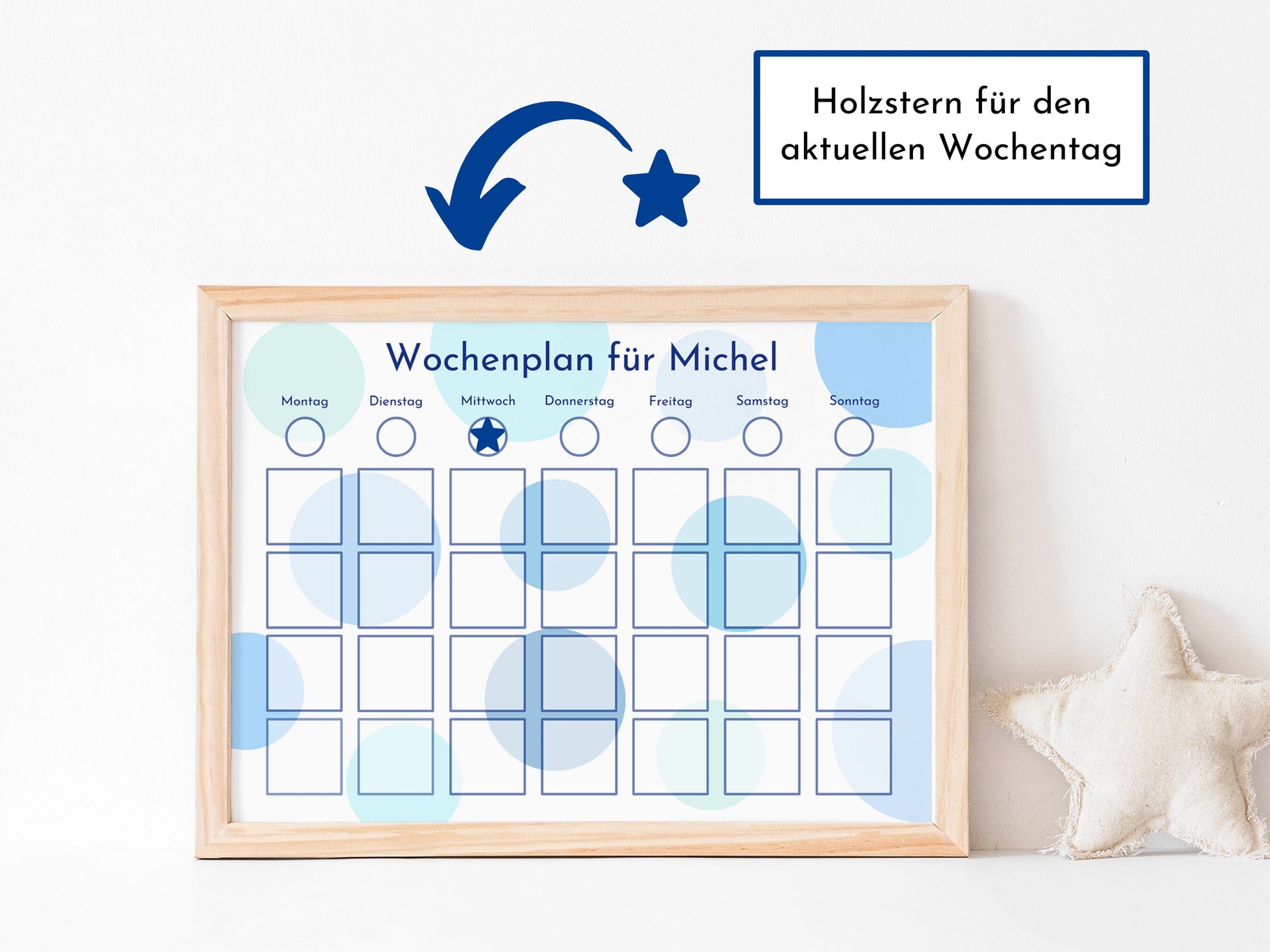 Wochenplan "Blaue Kreise" für Kinder und Teenager, 246 Routine Karten, personalisiert, laminiert, magnetisch, Geburtstag Geschenk Kind