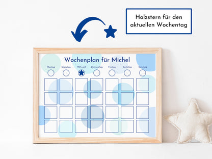 Wochenplan "Blaue Kreise" für Kinder und Teenager, 246 Routine Karten, personalisiert, laminiert, magnetisch, Geburtstag Geschenk Kind
